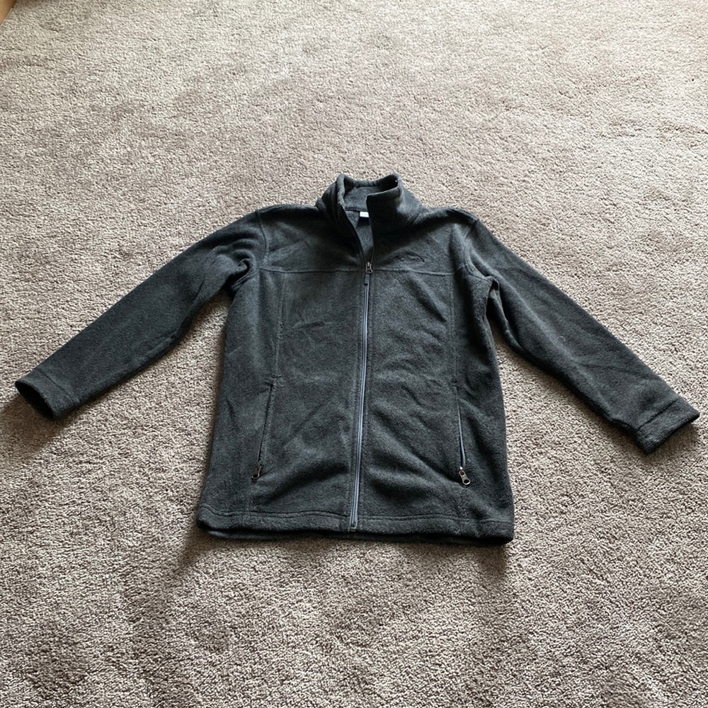 Columbia Charcoal Gray Full Zip Fleece Jacket SIZE L Zip Pockets Soft Warm